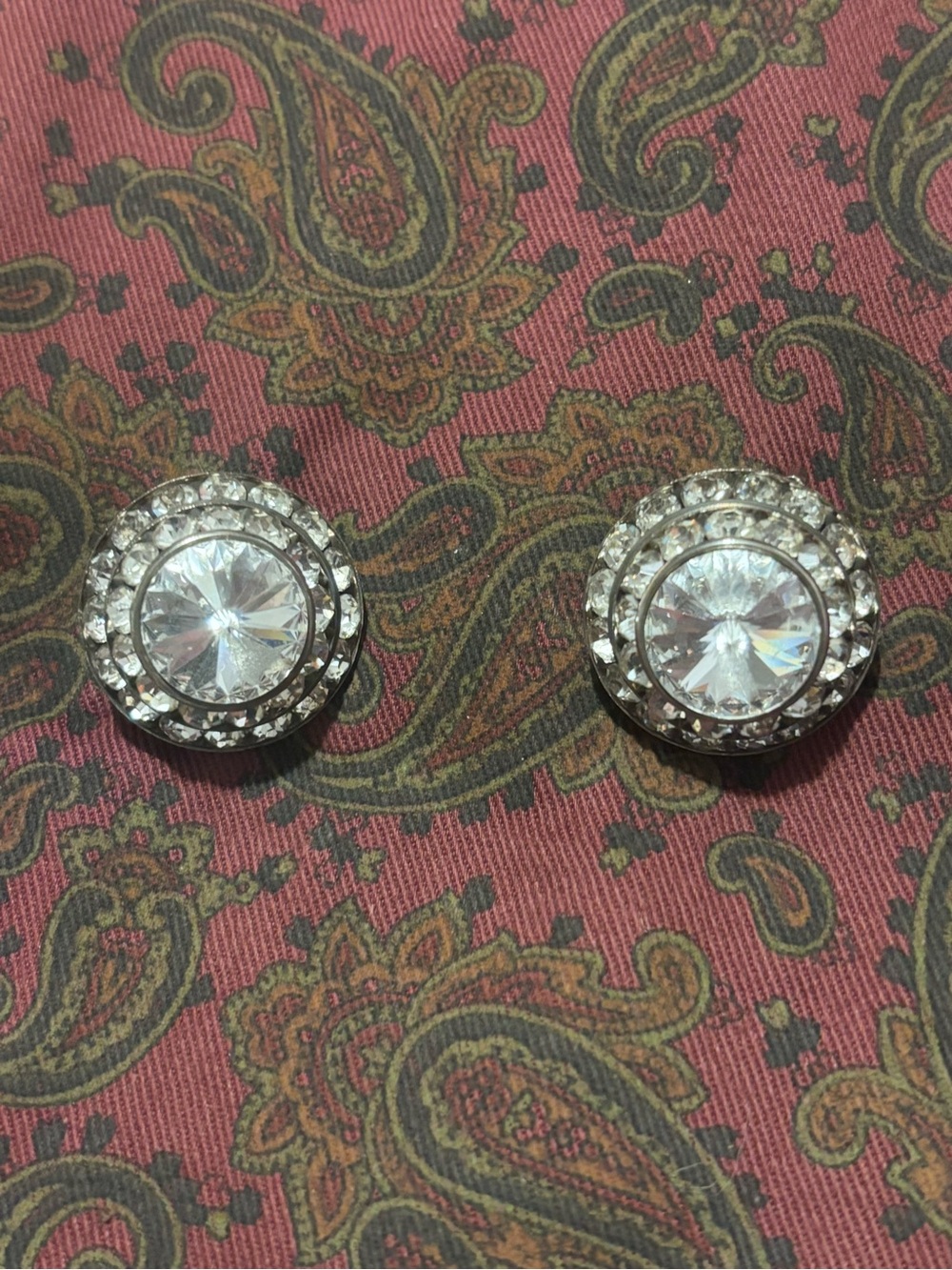 Vintage Crystal Halo clip onEarrings - Silver Tone